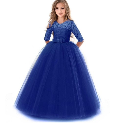 Vestido Longo Infantil Festa Daminha Cinderela Bela Royal