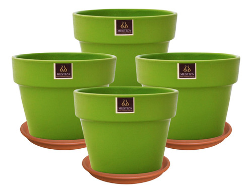 Set De 4 Maceta Greta 19cm Apio Y Sus Platos