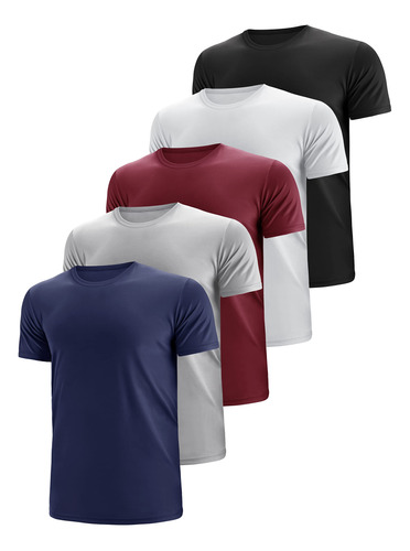 Paquete De 5 Camisetas Deportivas Para Hombre, De Secado Rap