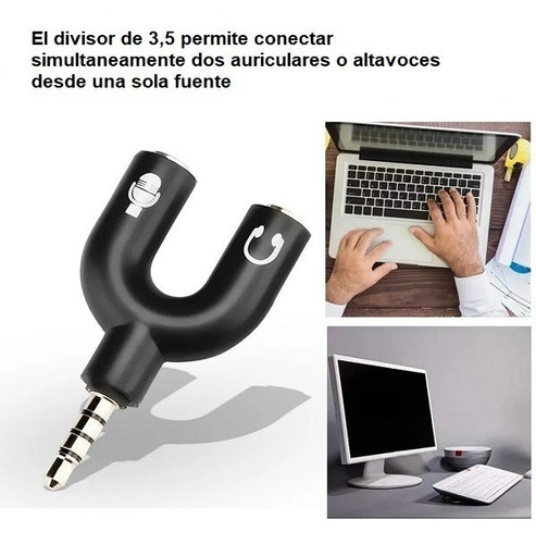 Adaptador De Auriculares Tipo U De 3,5 Mm A Doble 3,5 Mm