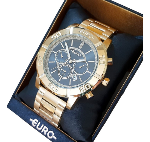 Relógio De Pulso Euro Fashion Fit Eujp25ai/4p Com Corpo Dourado,  Cristal Mineral, Para Feminino, Com Correia De Aço Inoxidável Cor Dourado E Pulseira