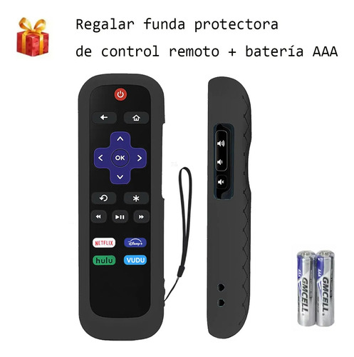 Control Remoto Universal Para Roku Tv Compatible Con Hisense, Aiwa, Atvio, Daewoo, Hkpro, Jvc, Sharp Y Sansui Smart Tv, Con Funda Protectora Y Pilas