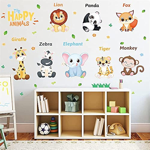 Supzone Dibujos Animados Animal Wall Decal Selva Animales Pe