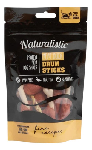 Snack Para Perros Drum Sticks De Pato Naturalistic - 90 Gr