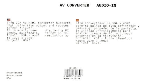 Conversor Nexioa Nx-165 Vga A Hdmi Blanco
