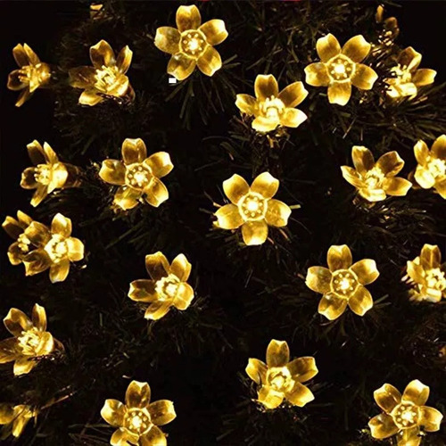 50 Led 7m Tira De Luces Led Solares Forma Flores Para Jardín