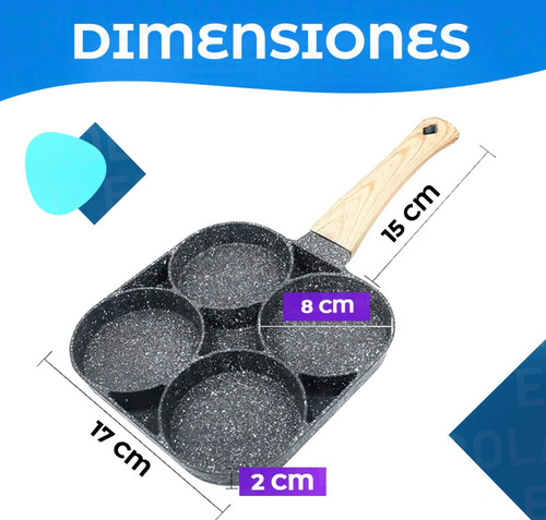 Sartén De Cocina 4 En 1 Multifunción Madera Roca Volcánica C Negro
