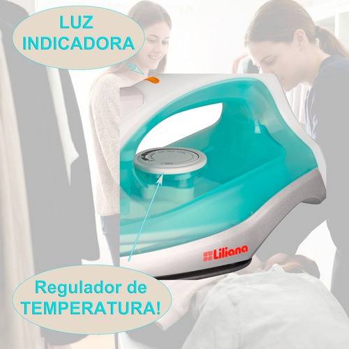 Plancha Para Ropa Economica Liliana Antiadherente Ironplus Celeste