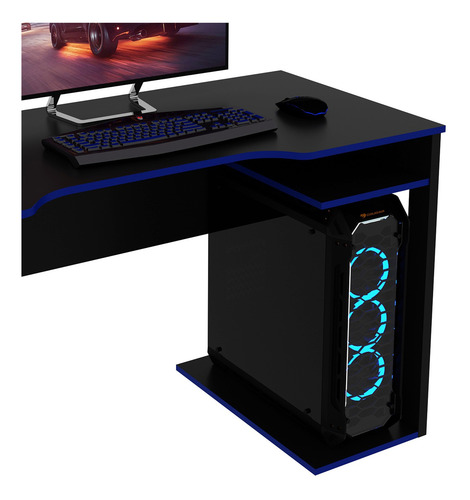 Imagen 5 de 8 de Mueble Escritorio Gamer Moderno Negro/azul Me4161.0002