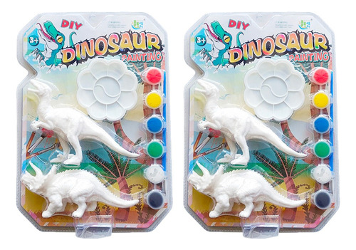 Figuras Dinosaurios Para Pintar Arte Niños Plastico 2 Piezas