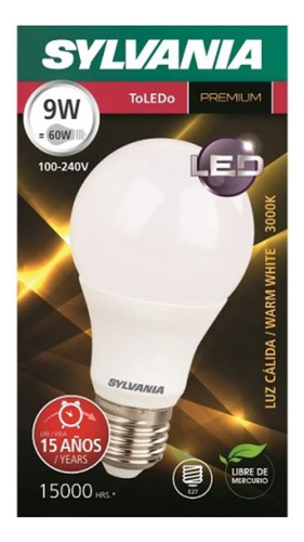 Bombillo Led 9w 750lm Luz Calida E27 Sylvania