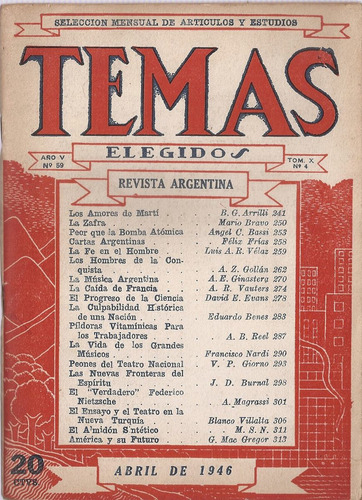 Revista Temas Elegidos Nº 59 Abril 1946