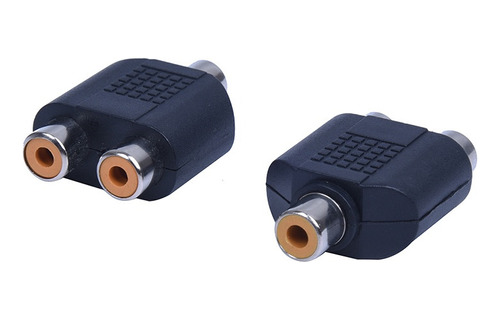 2 Adaptadores Rca Av Splitter Y, 1 Hembra, 2 Hembras, Negro