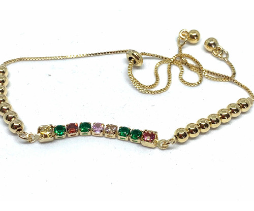 Pulsera Multicolores Micropave Goldfilled Veneciana Dorado