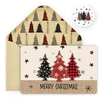Comprar 24 Tarjetas De Felicitacion De Feliz Navidad, Arbol Navideñ