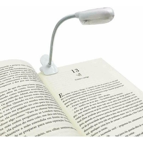 Luminária Luz Led Leitura Prendedor Clips Livro Flexível Cor da estrutura Branco