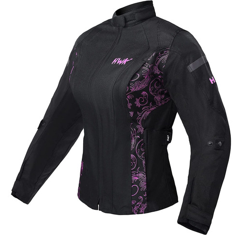 Chaqueta De Motociclista Hwk, Negro Y Rosa, Talle S