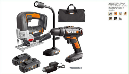 Taladro Inalámbrico Wx101l, 20 V Worx.  Wx958l +sierra Calad