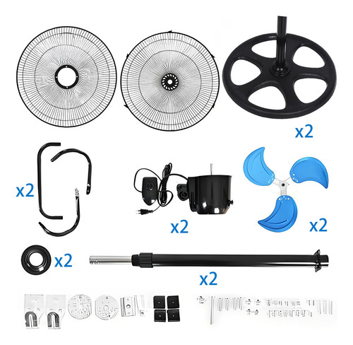 2 Pzs Ventilador Metalico Kit 3 En 1 De Pie Pared Piso Cm-top Pedestal Industrial Casa Oficina Aspas Metálicas