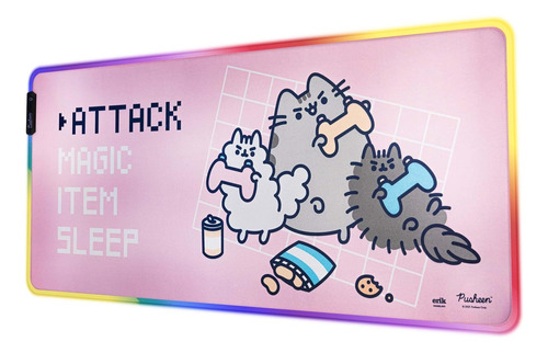 Alfombrilla Rgb Xxl Para Juegos Pusheen - Base Goma Antidesl
