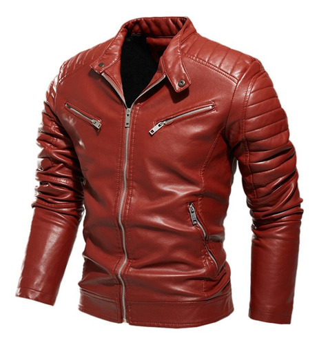 Chaqueta Chamarra Con Frisa Para Varon Biker Cuero Sintetico