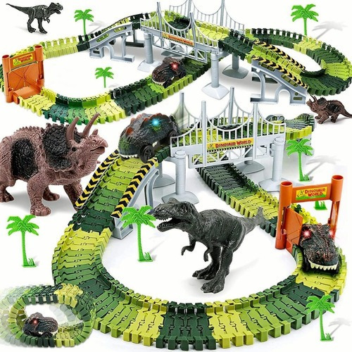 156 Juguetes De Pista De Dinosaurios Para Niños Con 2 Coches