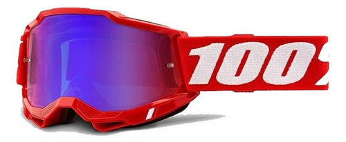 Antiparras 100% Espejada Accuri 2 Roja Motocross Atv Color de la lente Rojo/Azul Color del armazón Rojo