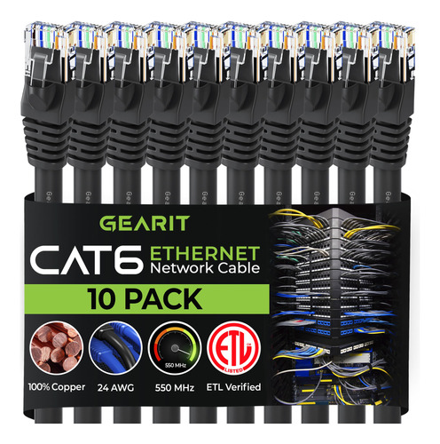 Gearit Cable Ethernet De 0.5 Pies Cat6 - Cable Para Computad