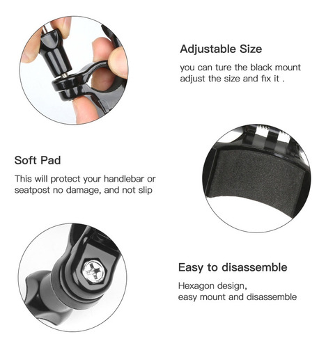 Soporte Gopro Pata Timon De Bicicleta Abrazadera Manillar