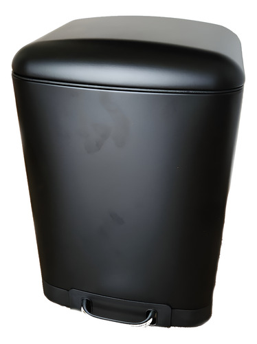 Tacho Basura Cesto Acero Rectangular Pedal 12 L Cierre Suave Color Negro
