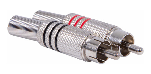 Kit Com 100 Peças Plug Rca Conector Macho Prateado 50 Pares Prata