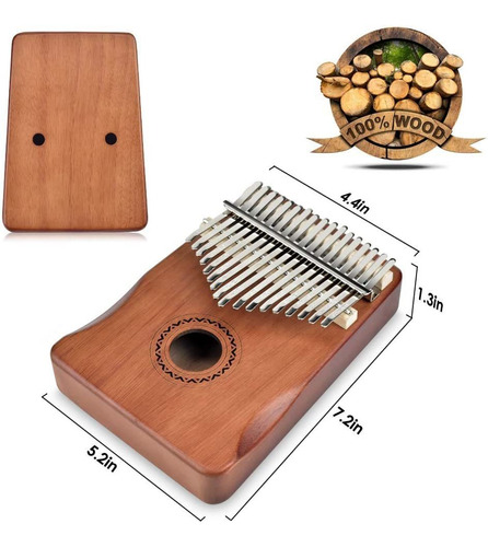 Imagen 3 de 7 de Kalimba Pulgar Piano De 17 Tonos Instrumento Principiantes