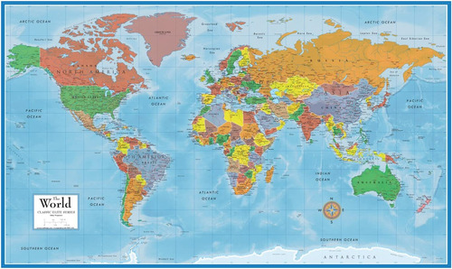 Póster Swiftmaps Mapa Del Mundo, Topográfico, Político