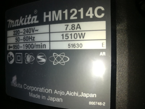 Imagen 4 de 8 de Martillo De Demolición Makita Hm1214c Japón 1510 Watts 20 J