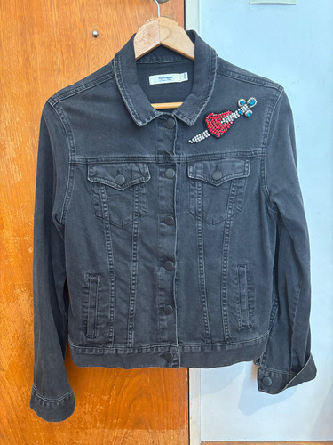 Campera Jean Denim Negra Portsaid Atrás Impecable (Usado)