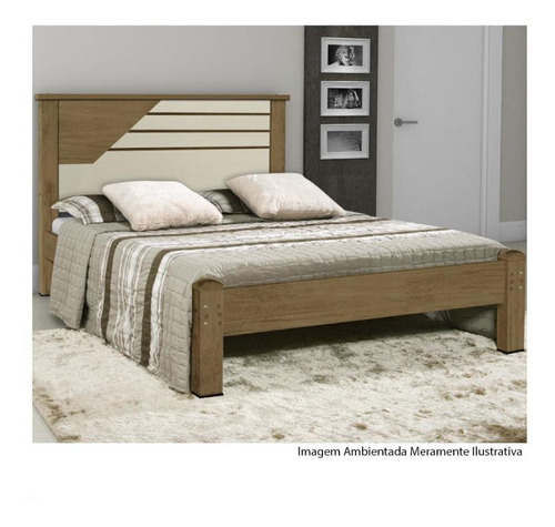 Cama Casal Madeira Mdf Incabrás Com Dupla Furação Resistente Cor Marrom-claro