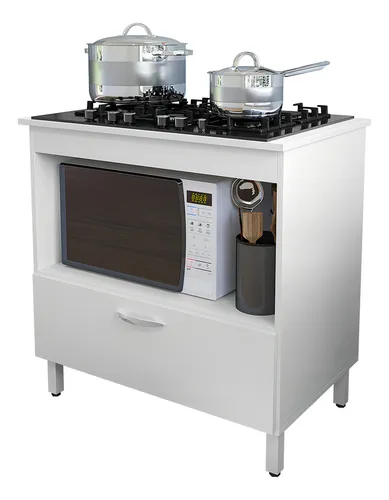Cooktop Flórida balcão de cozinha compacto para cooktop 4 ou 5 bocas com 1 porta e nicho para forno cor branco
