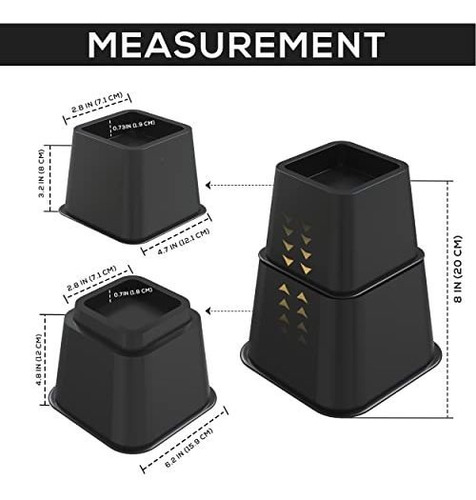 Imagen 5 de 8 de 4 Suplementos Para Muebles Ajustables Cama-sofa-mesa Negro