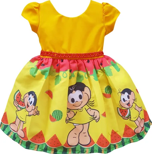 Vestido Magali Infantil Festa Turma Da Monica E Kit Todo Frete