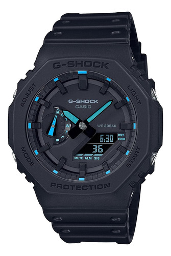 G-shock Ga2100-1a2 Neon Accent - Reloj Azul, Negro/azul Neon