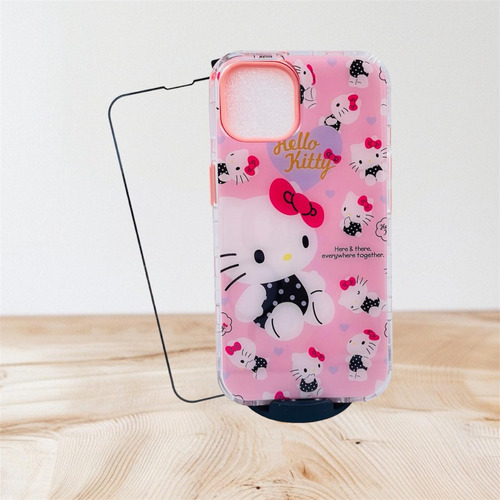 Funda Hello Kitty + Mica Cristal Para iPhone 13 / 14