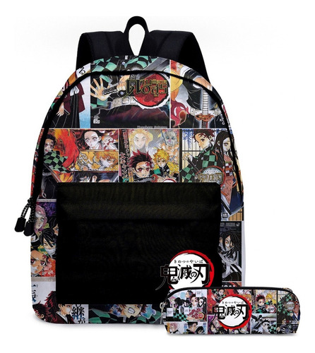 2pcs Demon Slayer Mochila Escolar Viaje Bolsa + Lápiz Bolsa