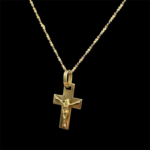 Cadena Corta De Oro Italiano 18k Con Cruz 1,8 Gr Dorado (Usado)