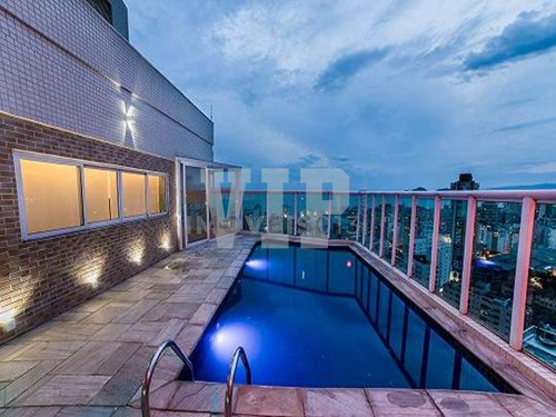 Imagem 1 de 30 de Cobertura Duplex, Alto Padrão, Vista Mar, Varanda Gourmet E Piscina Privativa Em Santos - Ap00420 - 68865520