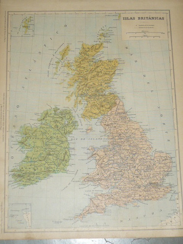 Mapa Antiguo De Las Islas Britanicas