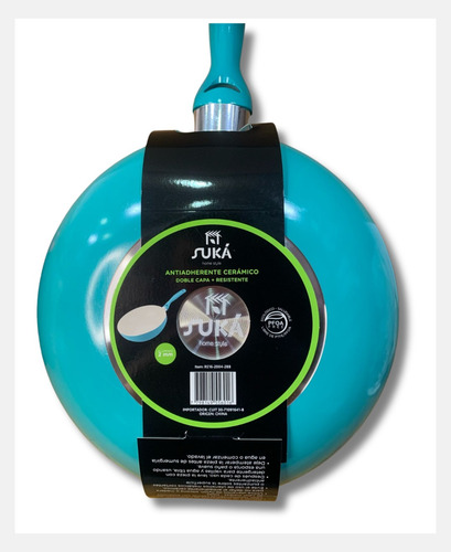 Juego De Sartenes Y Wok Antiadherente Cerámico 4 Pzs Suka Verde Aqua
