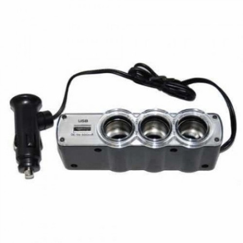 Adaptador Triple Socket 12 Volt Con Usb Para Auto