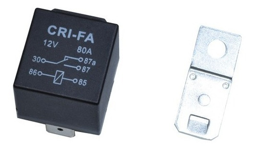 Imagen 2 de 5 de Relay Universal Inversor C/soporte 5 Terminales 80 Amp. 12v