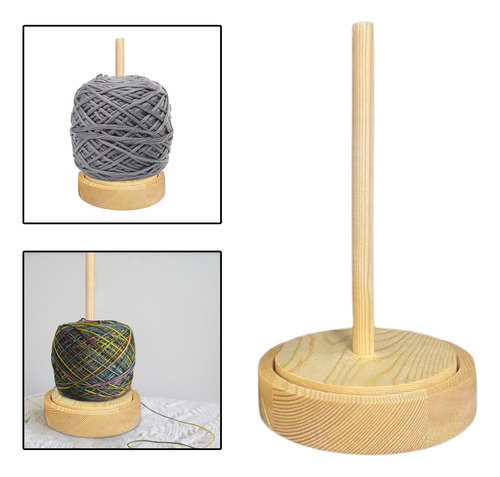 Soporte De Carrete De Hilo Giratorio De Madera Multiusos