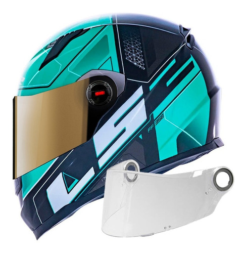 Capacete Ls2 Ff358 Ultra Verde/preto + Espelhada Viseira